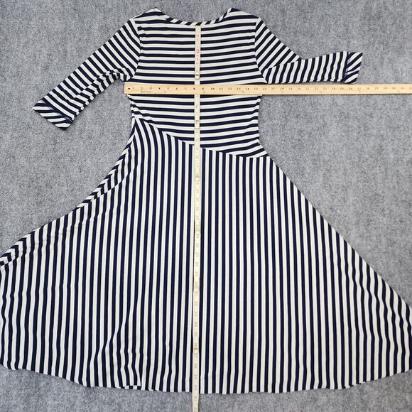 Soft Surroundings Dress Women Small Blue Striped Vivianna Asymmetrical Knit Midi - Picture 7 of 15